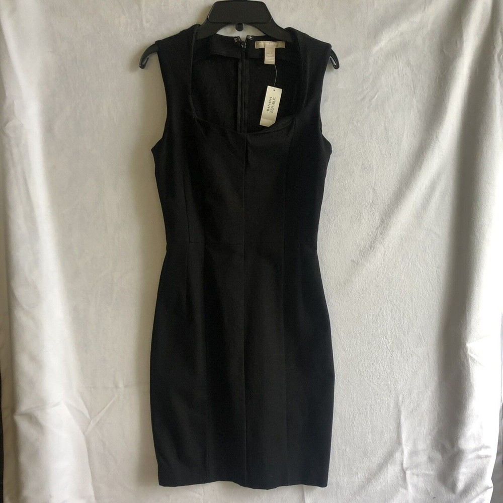 NWT Banana Republic Black Sheath Dress Spandex, Structured, Midi Women's Size 4